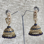 Load image into Gallery viewer, C-hoop ring jhumkas - Dark Blue
