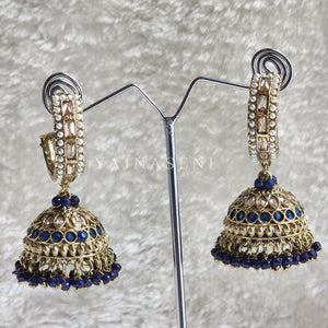 C-hoop ring jhumkas - Dark Blue