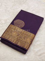 Load image into Gallery viewer, Semi Soft Silk Gold Zari Saree - Dark Purple
