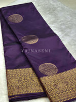 Load image into Gallery viewer, Semi Soft Silk Gold Zari Saree - Dark Purple
