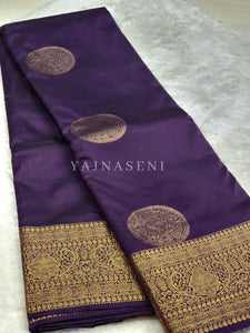 Semi Soft Silk Gold Zari Saree - Dark Purple