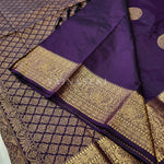 Load image into Gallery viewer, Semi Soft Silk Gold Zari Saree - Dark Purple
