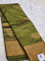 Load image into Gallery viewer, Semi Soft Silk Copper Zari Saree - Olive
