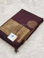 Load image into Gallery viewer, Semi Soft Silk Gold Zari Saree - Wine
