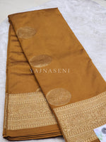 Load image into Gallery viewer, Semi Soft Silk Gold Zari Saree - Brown
