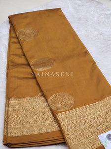 Semi Soft Silk Gold Zari Saree - Brown