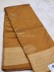 Semi Soft Silk Gold Zari Saree - Brown