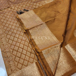 Load image into Gallery viewer, Semi Soft Silk Gold Zari Saree - Brown
