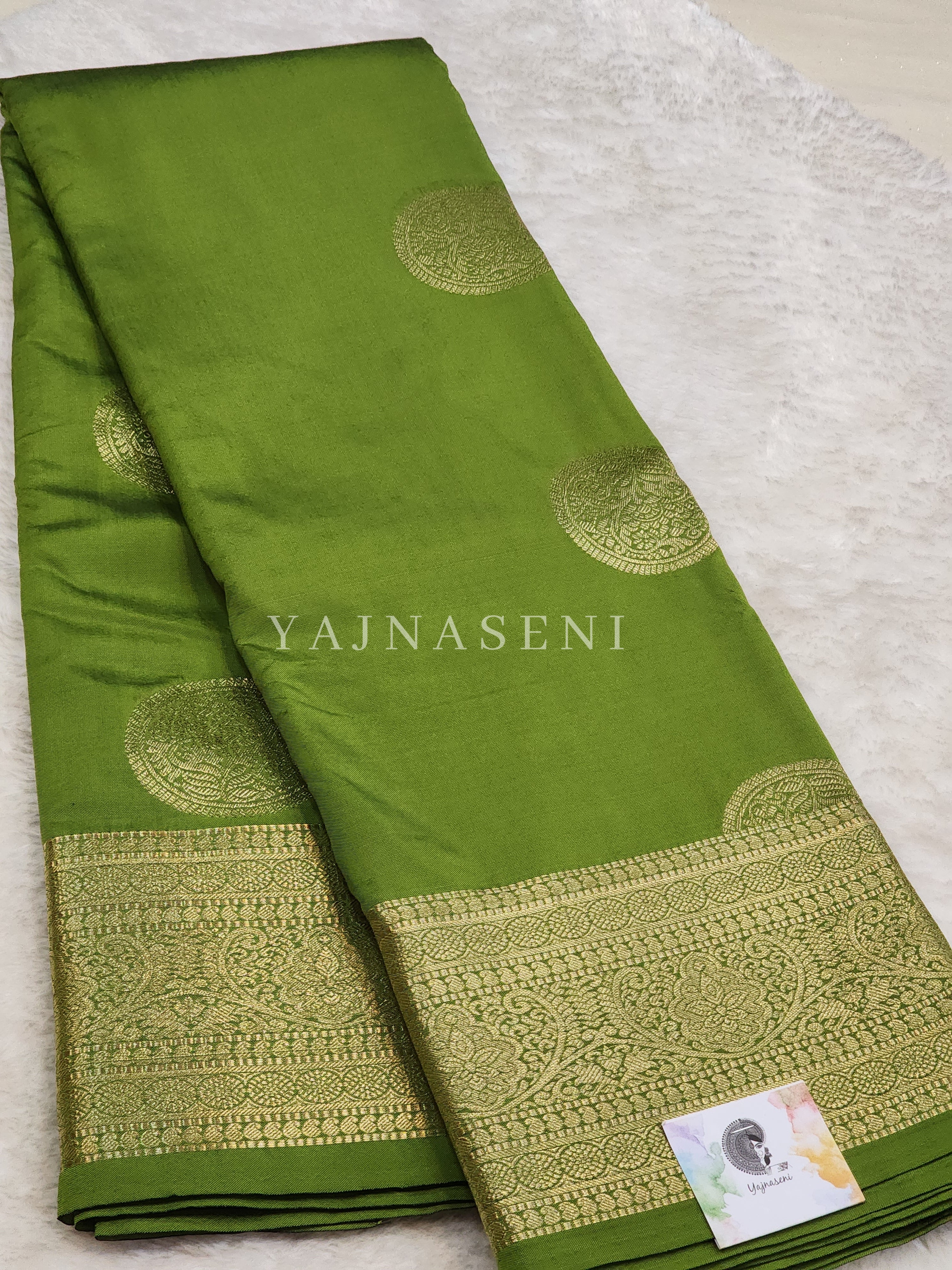Semi Soft Silk Gold Zari Saree - Green Tea