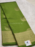 Load image into Gallery viewer, Semi Soft Silk Gold Zari Saree - Green Tea
