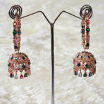 Load image into Gallery viewer, KASHMIRA ring jhumkas (rosegold x multicolour)
