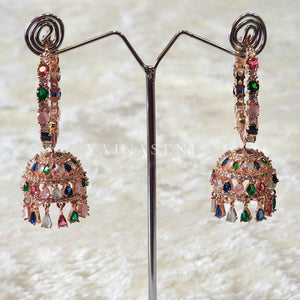 KASHMIRA ring jhumkas (rosegold x multicolour)