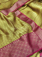 Load image into Gallery viewer, Chiffon Saree x Silk Border - Lime
