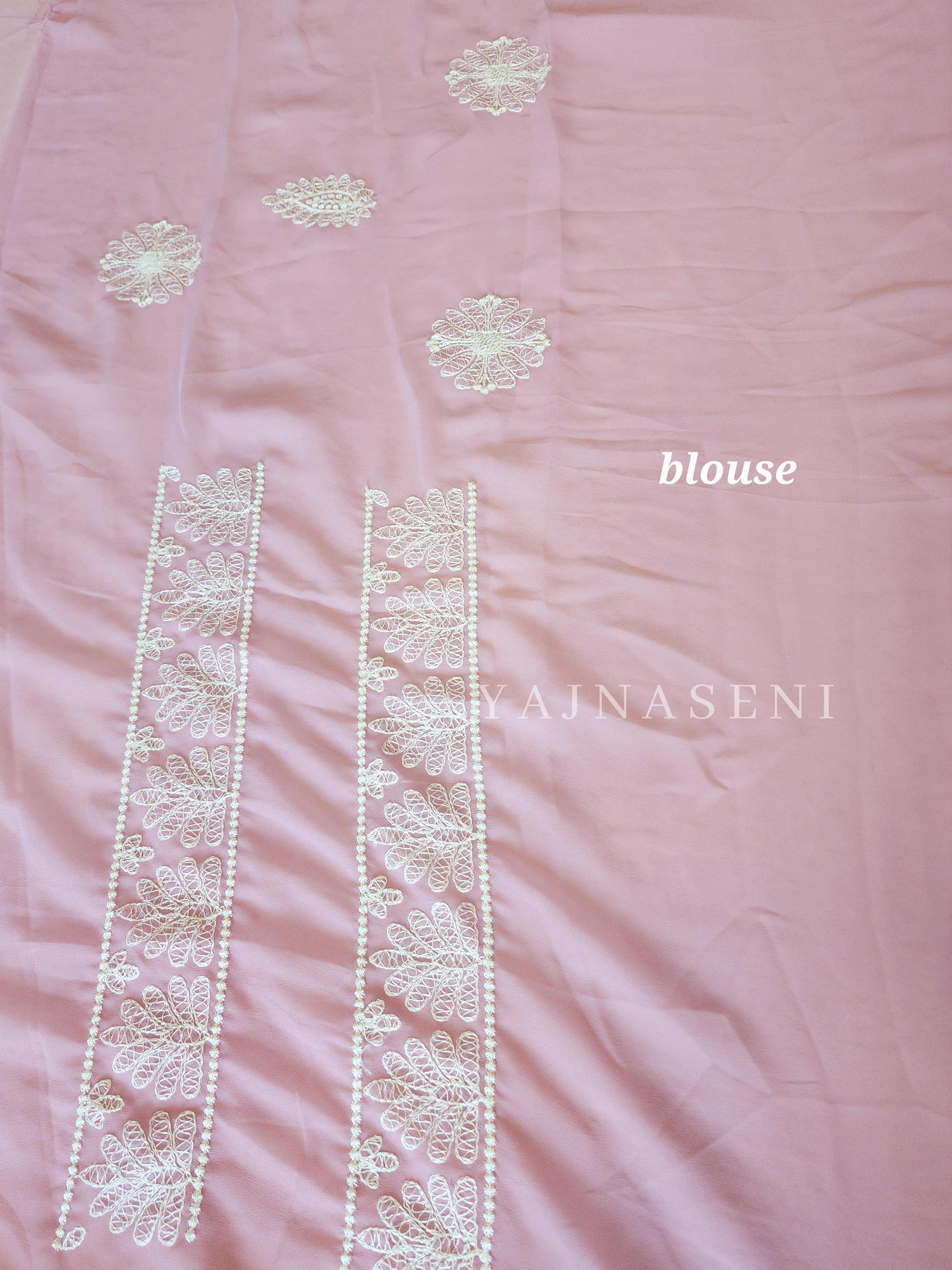 Georgette saree x Chikankari border - Lilac
