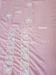 Georgette saree x Chikankari border - Lilac