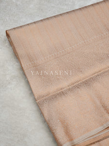 Kubera Pattu x Copper Zari Saree - Lily White