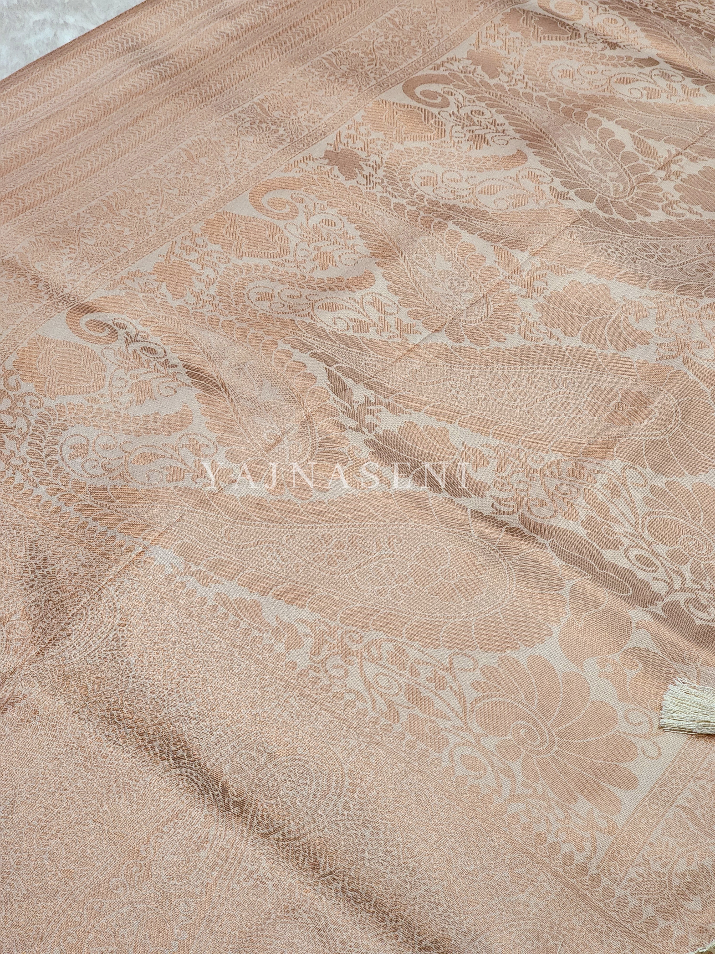 Kubera Pattu x Copper Zari Saree - Lily White