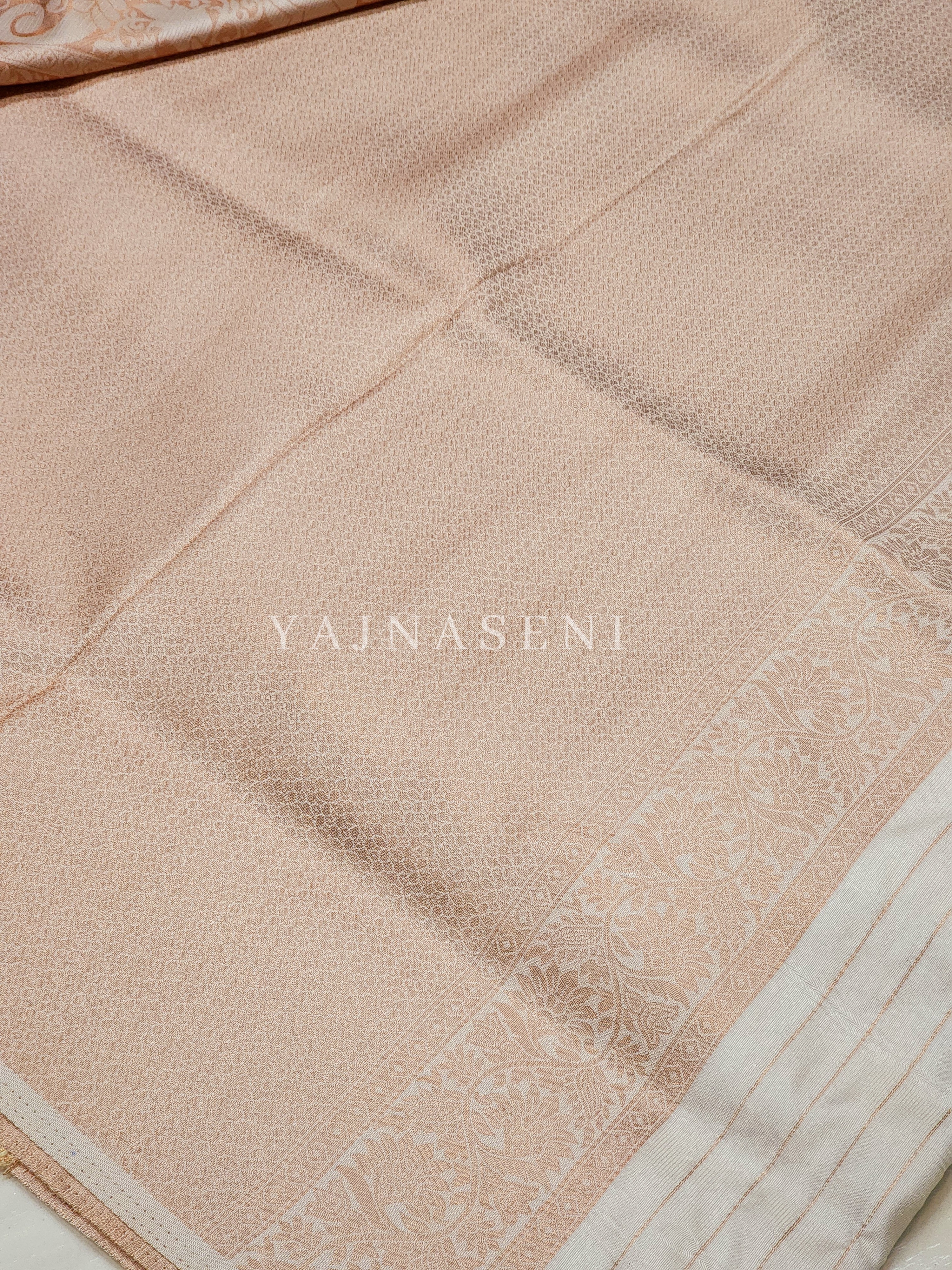 Kubera Pattu x Copper Zari Saree - Lily White