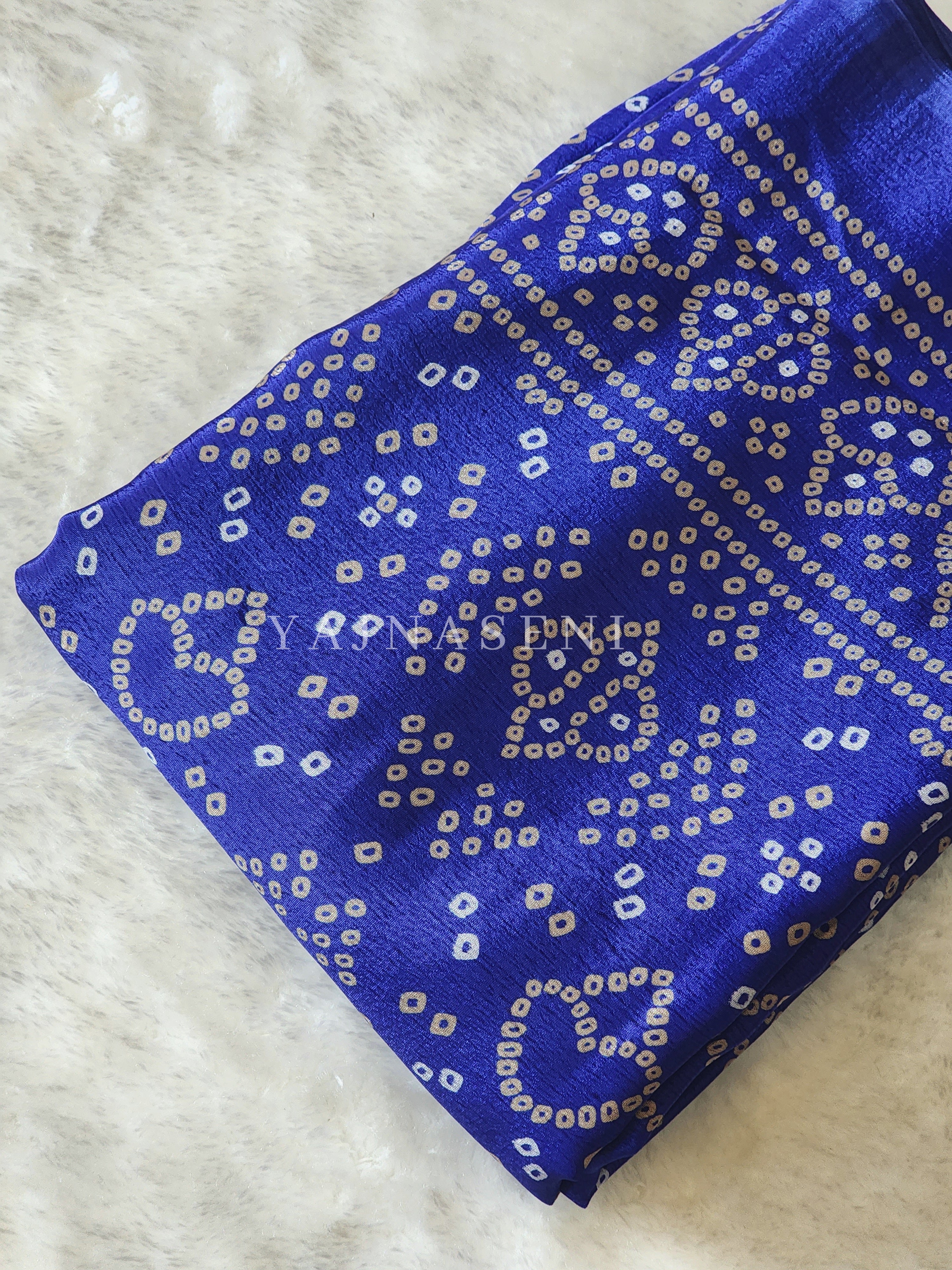 Bandhani Crepe Saree - Blue