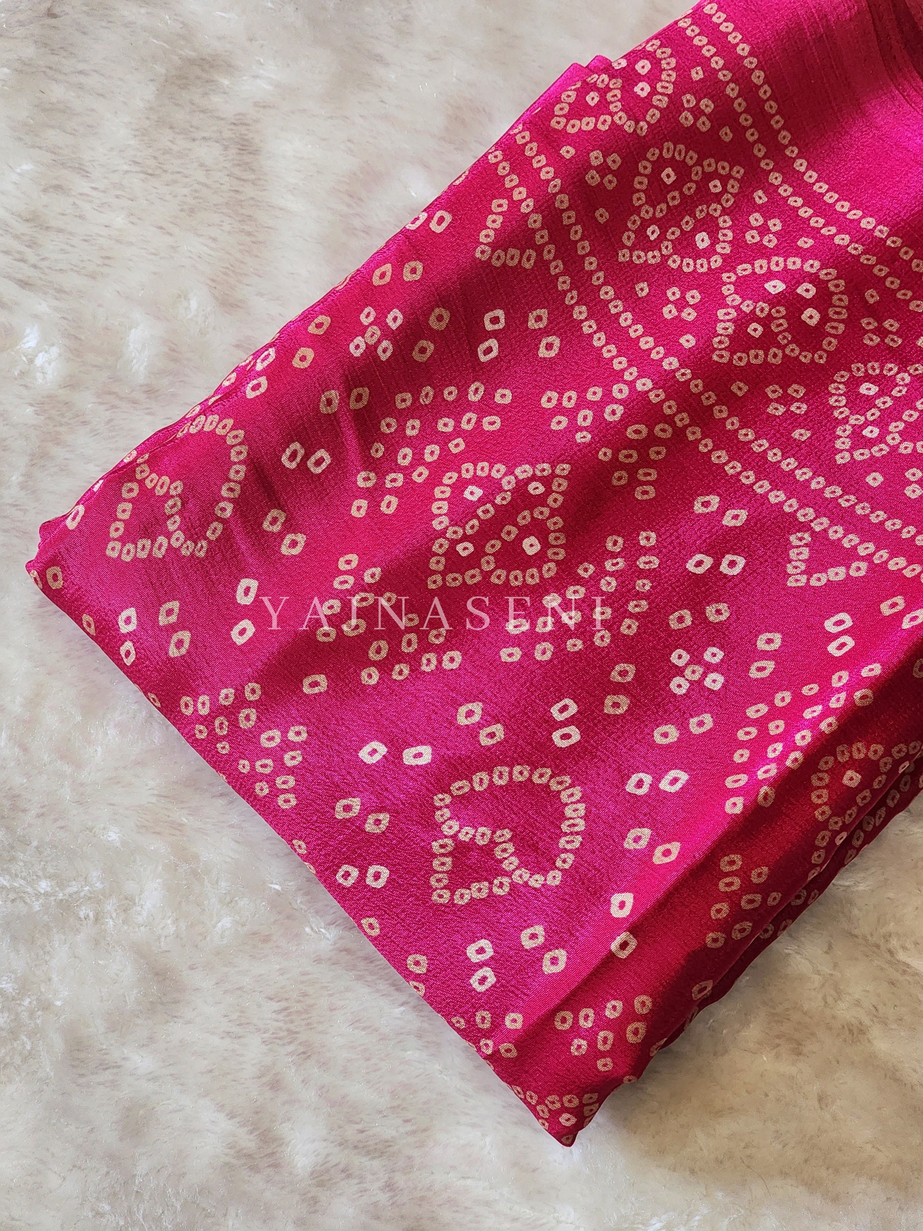 Bandhani Crepe Saree - Pink