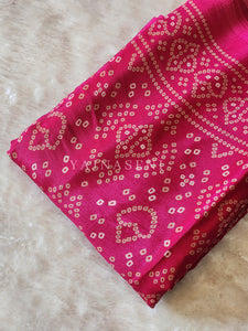 Bandhani Crepe Saree - Pink