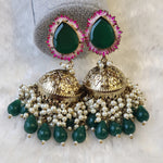 Load image into Gallery viewer, NIKISHA Jhumkas - Dark Green
