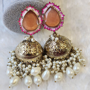 NIKISHA Jhumkas - Peach