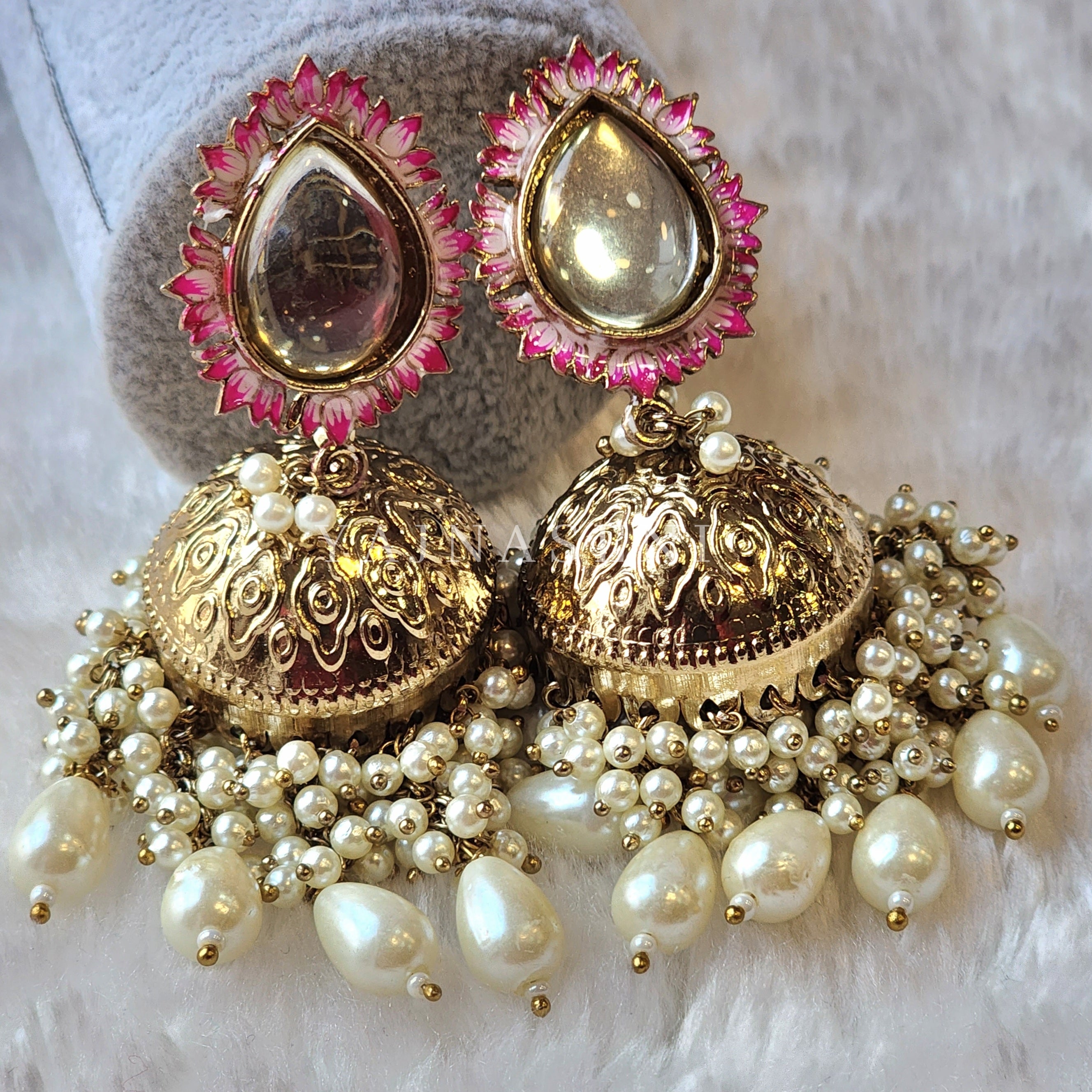 NIKISHA Jhumkas - White