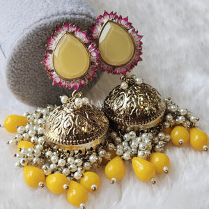 NIKISHA Jhumkas - Yellow