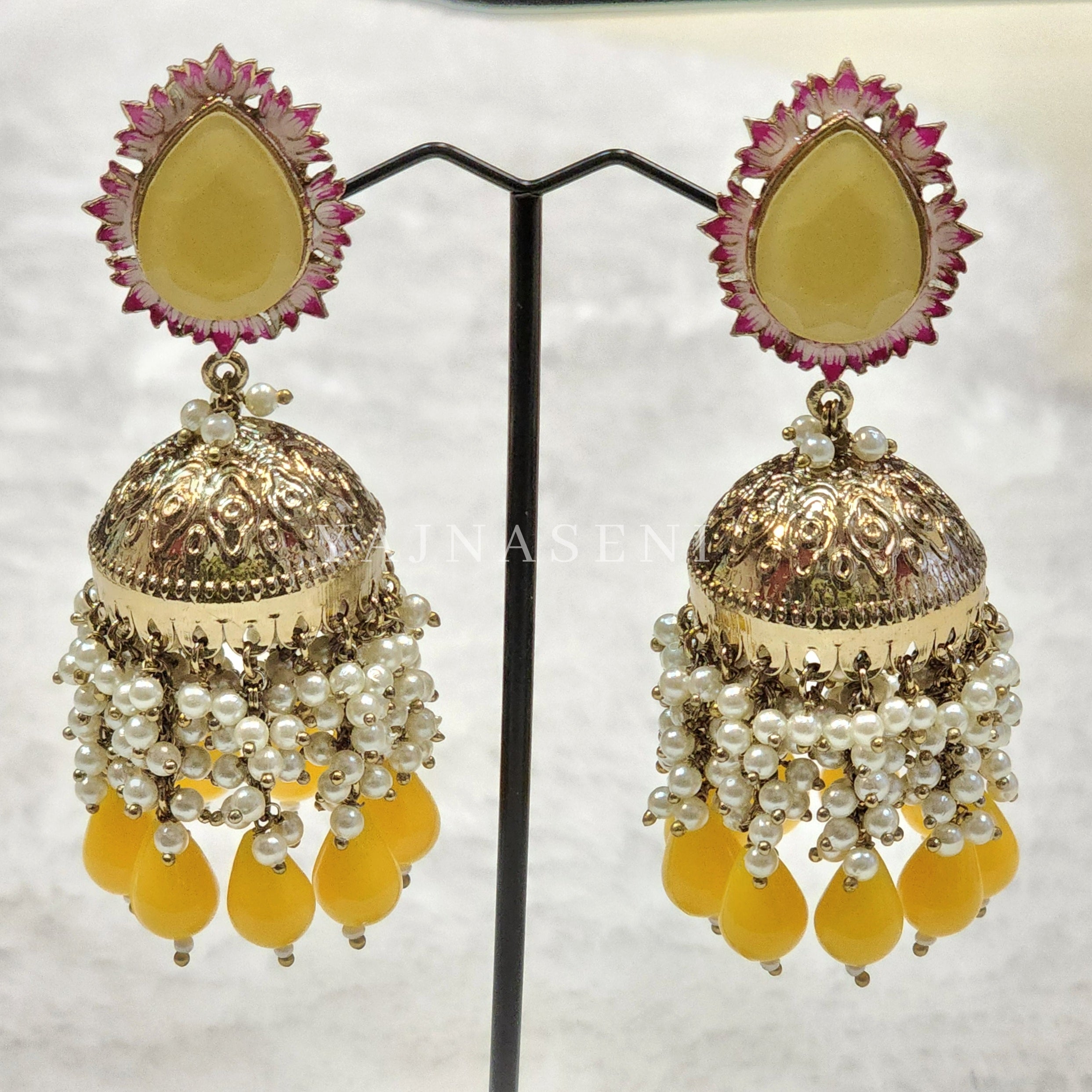 NIKISHA Jhumkas - Yellow