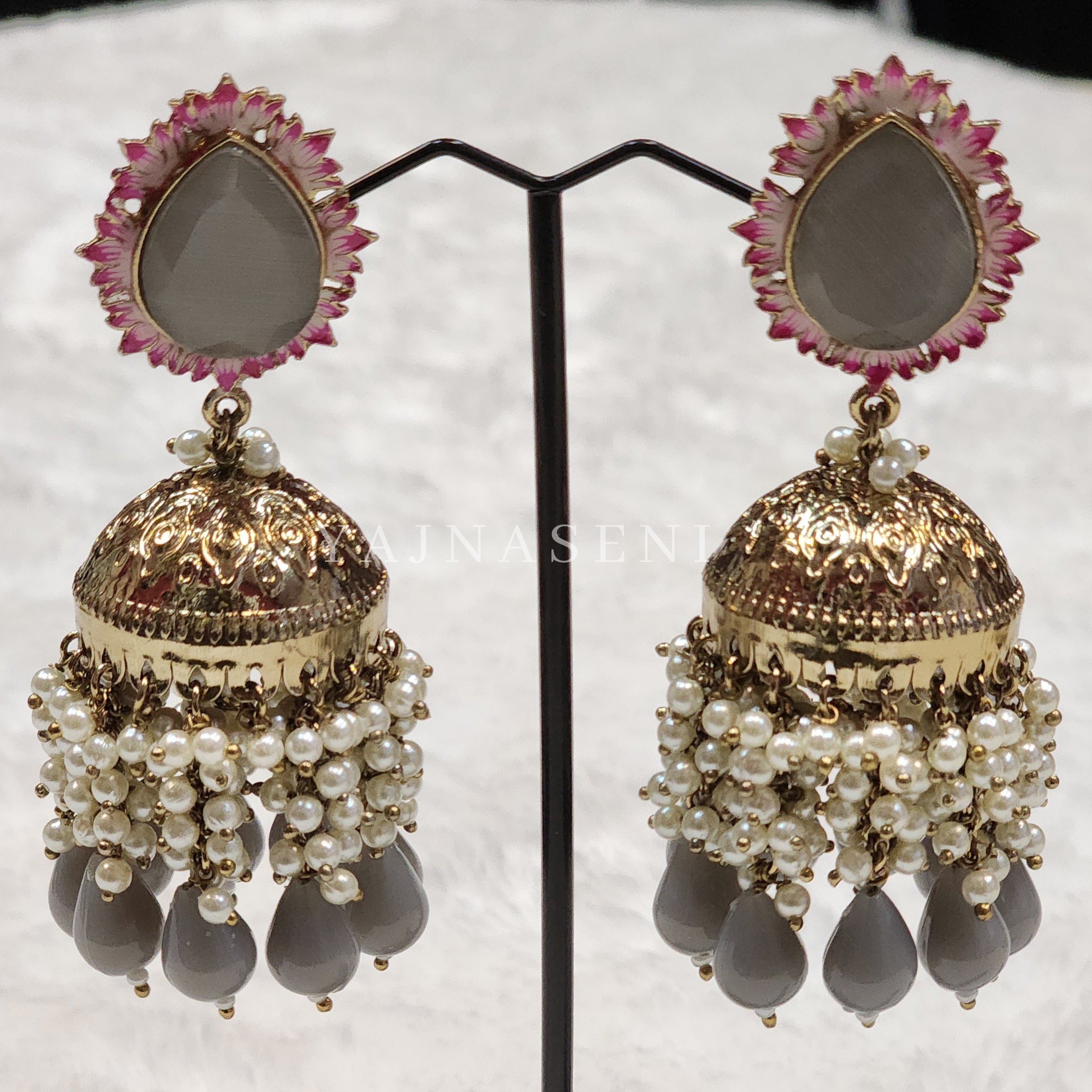NIKISHA Jhumkas - Grey