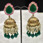 Load image into Gallery viewer, NIKISHA Jhumkas - Dark Green
