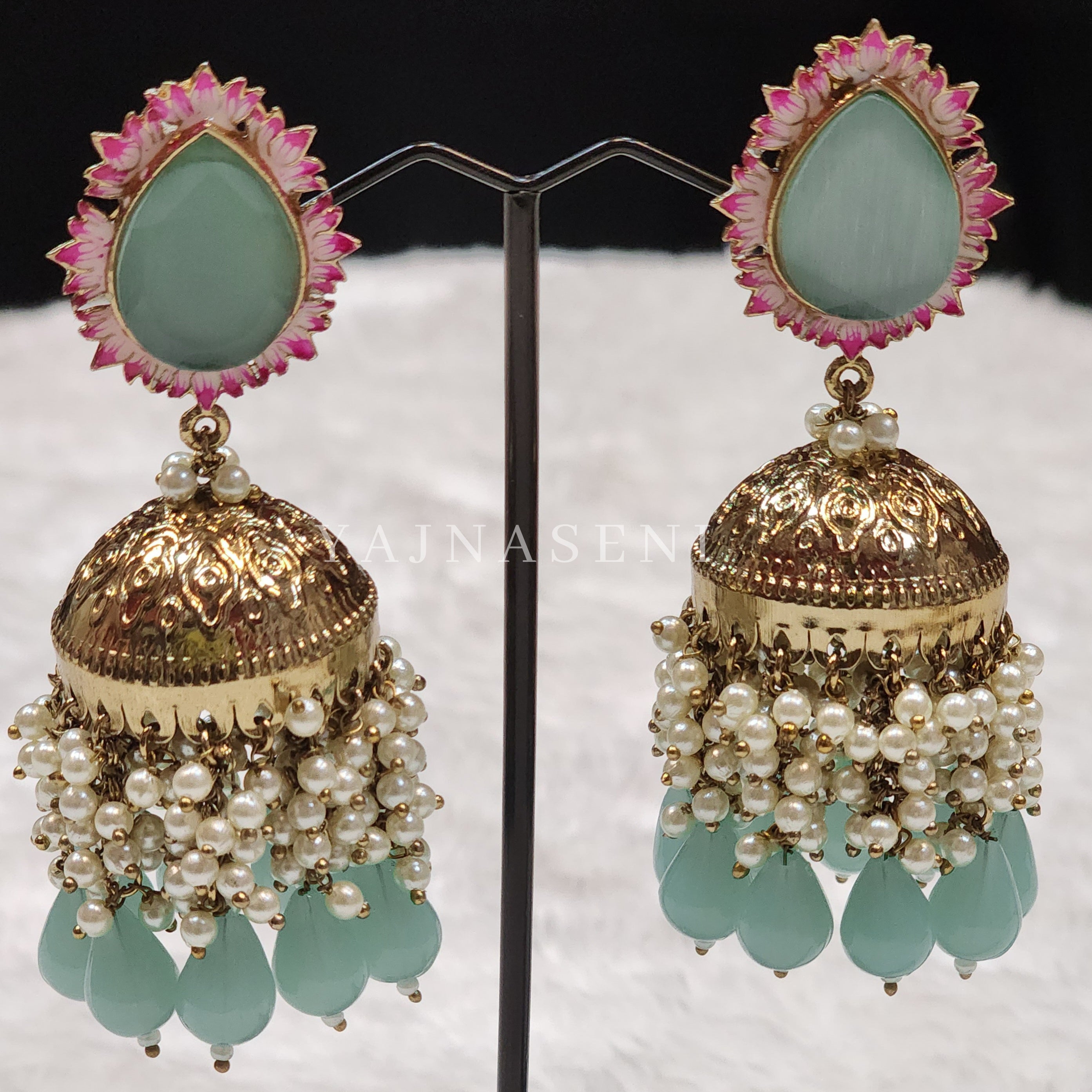 NIKISHA Jhumkas - Mint