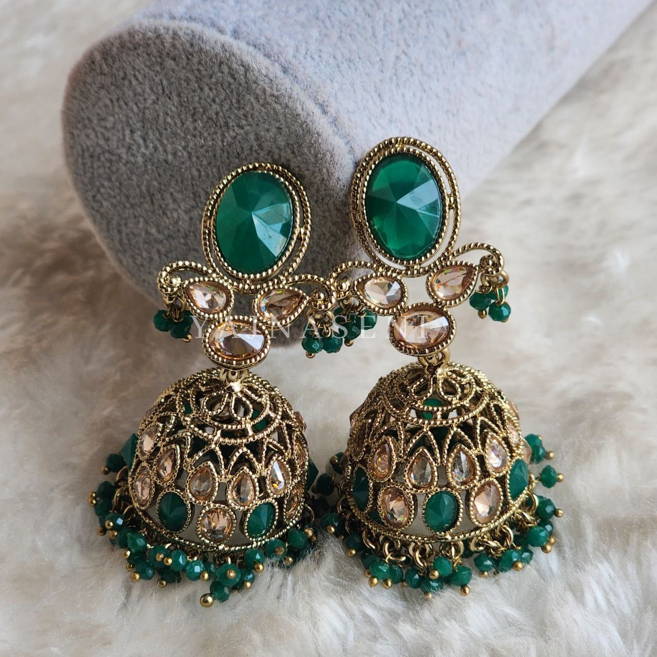 AALIYAH jhumkas (green)