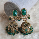 Load image into Gallery viewer, AALIYAH jhumkas (green)
