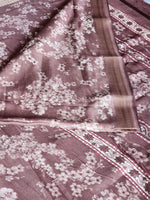 Load image into Gallery viewer, Floral x Printed Saree x Champagne border - Brown
