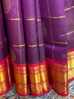 Load image into Gallery viewer, Mayil Chakram x Kattam Silk Cotton Saree : Purple x Magenta
