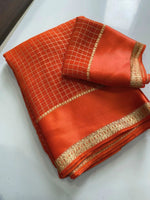 Load image into Gallery viewer, Checkered Viscose Georgette Saree : Orange
