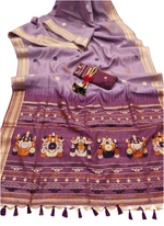 Load image into Gallery viewer, Cotton Silk Saree X Darker Shade Pallu : Mauve x Plum
