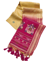 Load image into Gallery viewer, Cotton Silk Saree X Darker Shade Pallu : Mustard x Dark Pink
