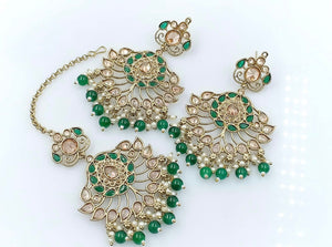 ANKITA earrings + tikka (dark green)