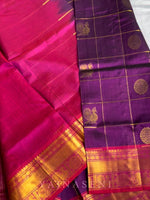 Load image into Gallery viewer, Mayil Chakram x Kattam Silk Cotton Saree : Purple x Magenta
