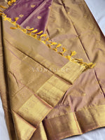 Load image into Gallery viewer, Mini Mayil Motifs x Semi Soft Silk Saree - Pink x Gold [Dual Tone]
