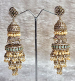 Load image into Gallery viewer, HASTINI jhumkas (gold x mint)
