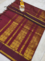 Load image into Gallery viewer, Rudracham Series : Kalyani Cotton Saree (checkered) - Gold Zari : Deep Maroon
