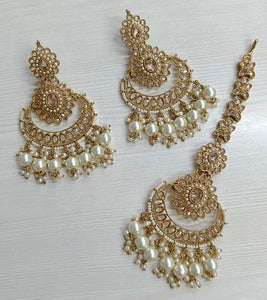 SONEETA earrings + tikka (white)