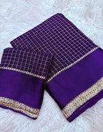 Load image into Gallery viewer, Checkered Viscose Georgette Saree : Dark Purple
