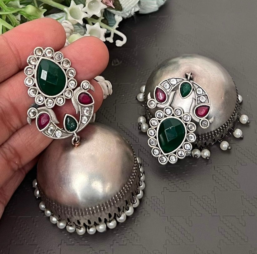 KEESHA jhumkas (Green x Rani)