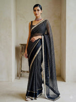 Load image into Gallery viewer, Checkered Viscose Georgette Saree : Black
