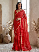Load image into Gallery viewer, Checkered Viscose Georgette Saree : Red
